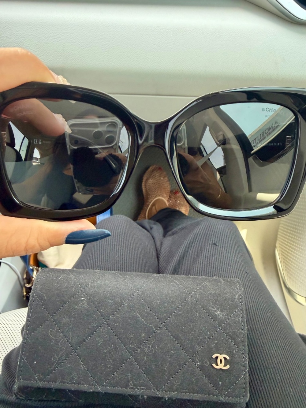 Acetate CC Square Sunglasses 5555 Black - Picture 4 of 5